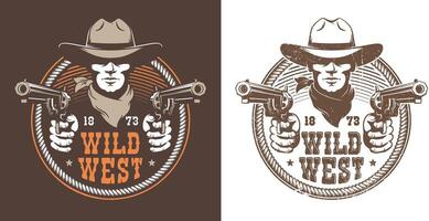 Cowboy with guns vector