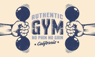 Gym poster - hands with dumbbells vector