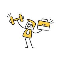 a cartoon man holding a briefcase and a dumbbell vector