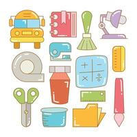 school supplies icons set illustration vector