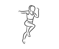 a woman is running in a line drawing vector