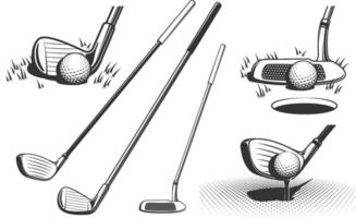 golf clubs y un pelota vector