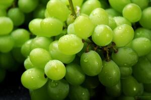 Fresh Fruit Brunch Green Grapes on Shelf in Fresh Fruit market Thailand Travel Background Concept. photo