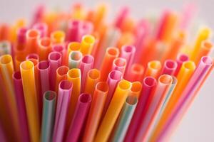 straw straws plastic drinking background colorful full screen many group plastic single use. photo