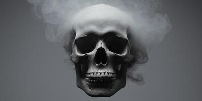 Skull with smoke, isolated background, ghost wallpaper, . photo