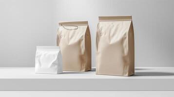 paper bag package product mockup photography, Ai genarated. template label. photo