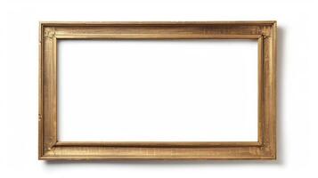 empty frame wood. white background. wall. photo