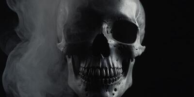 cráneo con fumar, aislado fondo, fantasma fondo de pantalla, . foto