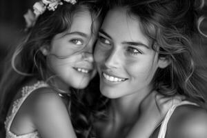 A woman and a little girl ,holding and playing with her daughter , Mother's day photo