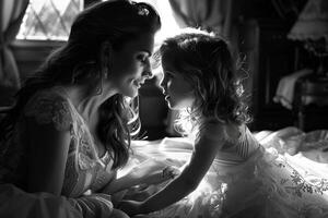 A woman and a little girl ,holding and playing with her daughter , Mother's day photo