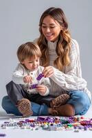 a woman and a boy are posing for a photo ffor mothers day playiing