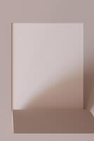 Minimalistic, abstract background, bended paper. Copy space for message, text. Beige, nude colors. Curved, rolled paper backdrop. Perfect for clean, modern design projects. Vertical format. 3D render. photo