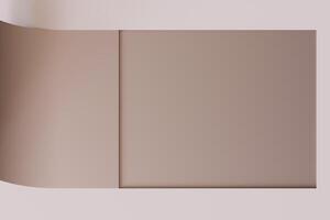 Minimalistic, abstract background, bended paper. Copy space for message, text. Beige, nude colors. Curved, rolled paper backdrop. Perfect for clean, modern design projects. 3D render. photo