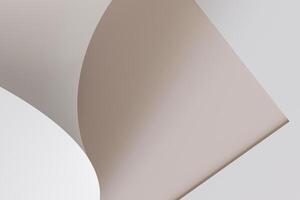 Minimalistic, abstract background, bended paper. Copy space for message, text. Beige, nude colors. Curved, rolled paper backdrop. Perfect for clean, modern design projects. 3D render. photo