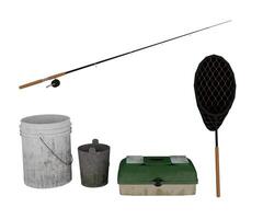 Fishing kit set isolated on white background photo