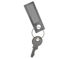 3d rendering metal key with label photo