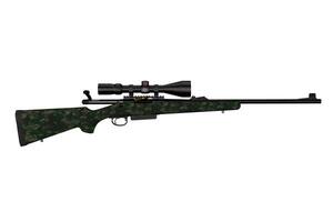 hunting rifle with camouflage and scope isolated on white background photo