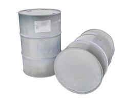 3d rendering white rustic drums, industrial storage concept photo