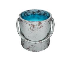 3d rendering metal rustic bucket with blue paint photo