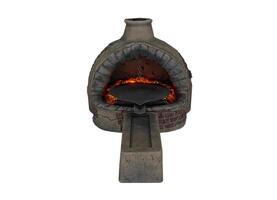 3d render of old clay oven on photo