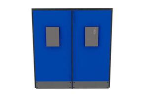 3d rendering metallic blue double leaf door photo