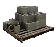 3d rendering concrete blocks on pallet, construction material concept photo