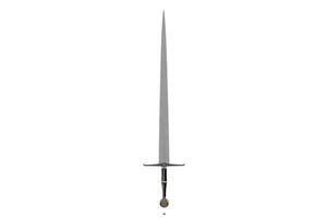 3d representación gótico espada aislado en blanco antecedentes foto