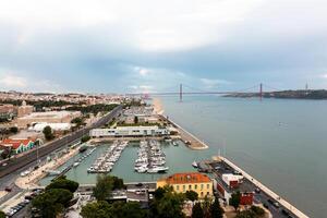 Yacht parking on the coast of the Atlantic Ocean in the suburbs of Lisbon, Portugal. photo