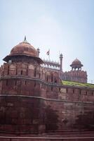 arquitectónico detalles de lal qila - rojo fuerte situado en antiguo Delhi, India, ver dentro Delhi rojo fuerte el famoso indio puntos de referencia foto