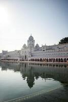 View of details of architecture inside Golden Temple - Harmandir Sahib in Amritsar, Punjab, India, Famous indian sikh landmark, Golden Temple, the main sanctuary of Sikhs in Amritsar, India photo