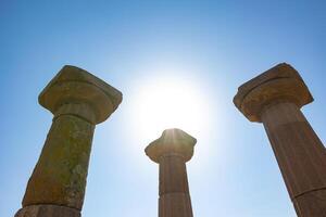 Columns of the Temple of Athena and sun. Ancient city ruins in Turkey photo