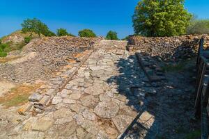 Acropolis road of Troy ancient city in Canakkale Turkey photo