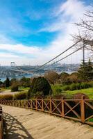 Fatih Sultan Mehmet Bridge and cityscape of Istanbul view from Otagtepe photo