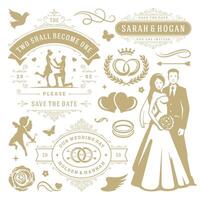 Wedding design elements and objects set. vector