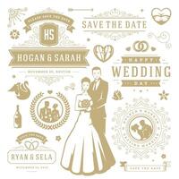 Wedding design elements and objects set. vector