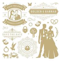 Wedding design elements and objects set. vector