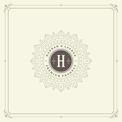 Ornament monogram logo design template flourishes calligraphic vintage frame.