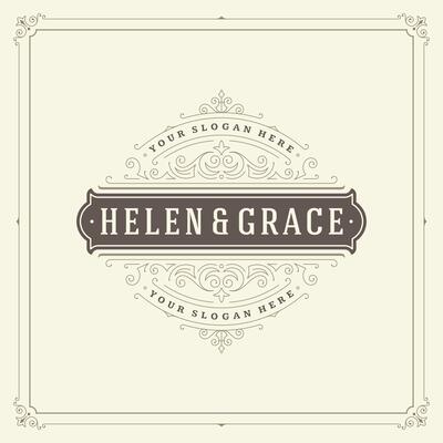 Ornament logo design template flourishes calligraphic vintage frame.