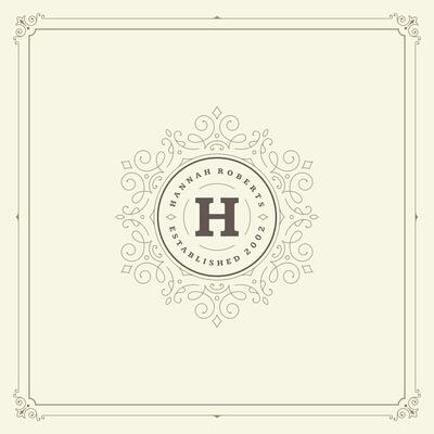 Ornament monogram logo design template flourishes calligraphic vintage frame.