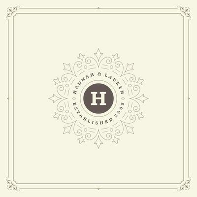 Ornament monogram logo design template flourishes calligraphic vintage frame.