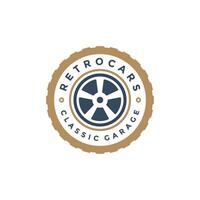 Car wheel logo template design element vintage style vector