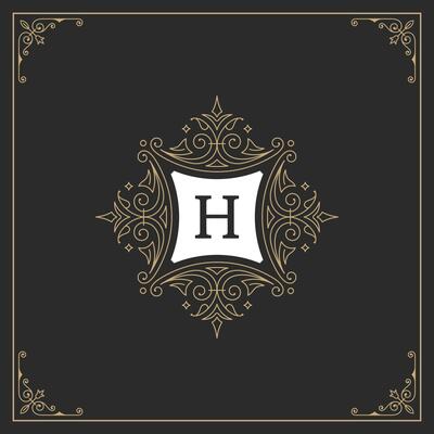 Ornament monogram logo design template flourishes calligraphic vintage frame.