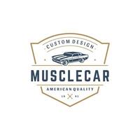 Muscle car logo template design element vintage style vector