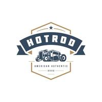 Hot rod car logo template design element vintage style vector