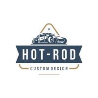 Hot rod car logo template design element vintage style vector