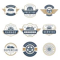 Car logos templates design elements set, vintage style emblems vector