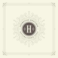 Ornament monogram logo design template flourishes calligraphic vintage frame. vector