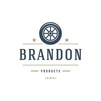 Car wheel logo template design element vintage style vector