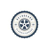 Car wheel logo template design element vintage style vector