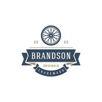 Car wheel logo template design element vintage style vector